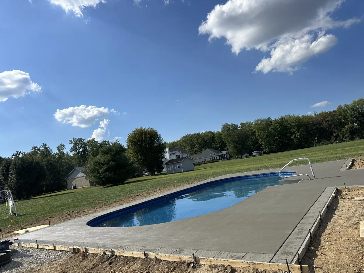 concrete pool deck installation in Cincinnati Ohio slip resistant finish around swimming pool