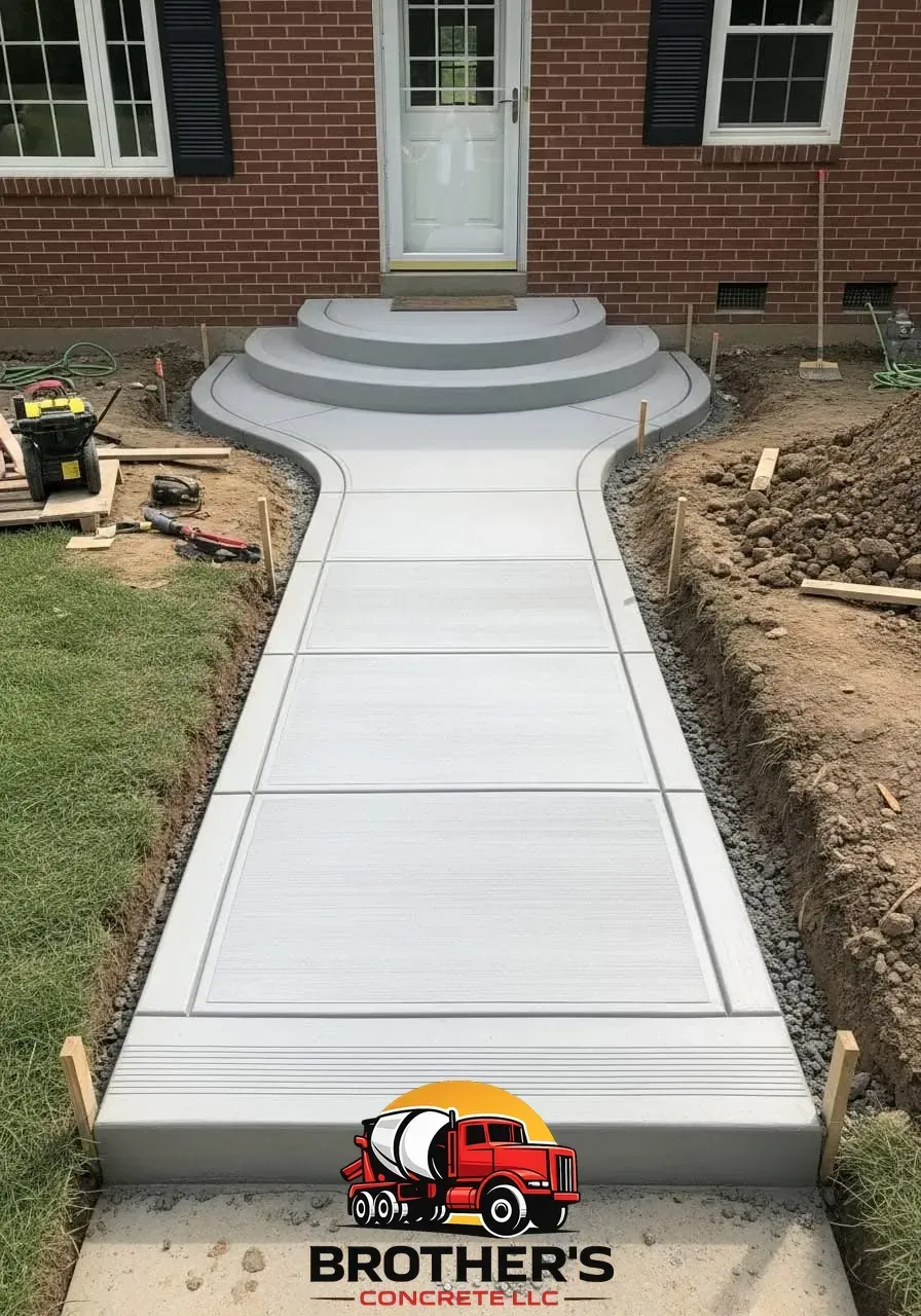 concrete front steps and walkway in Cincinnati Ohio residential entrance