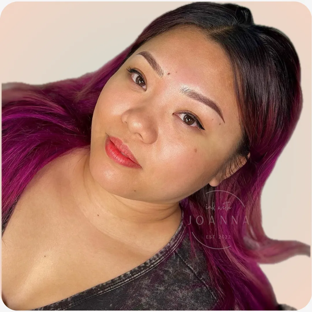 Fusion brows, a combination of Nano Hairstrokes and Powder Brows for soft, natural permanent makeup, nano brows, microblading, ombre brows by Las Vegas Permanent Makeup Artist INKWITHJOANNA