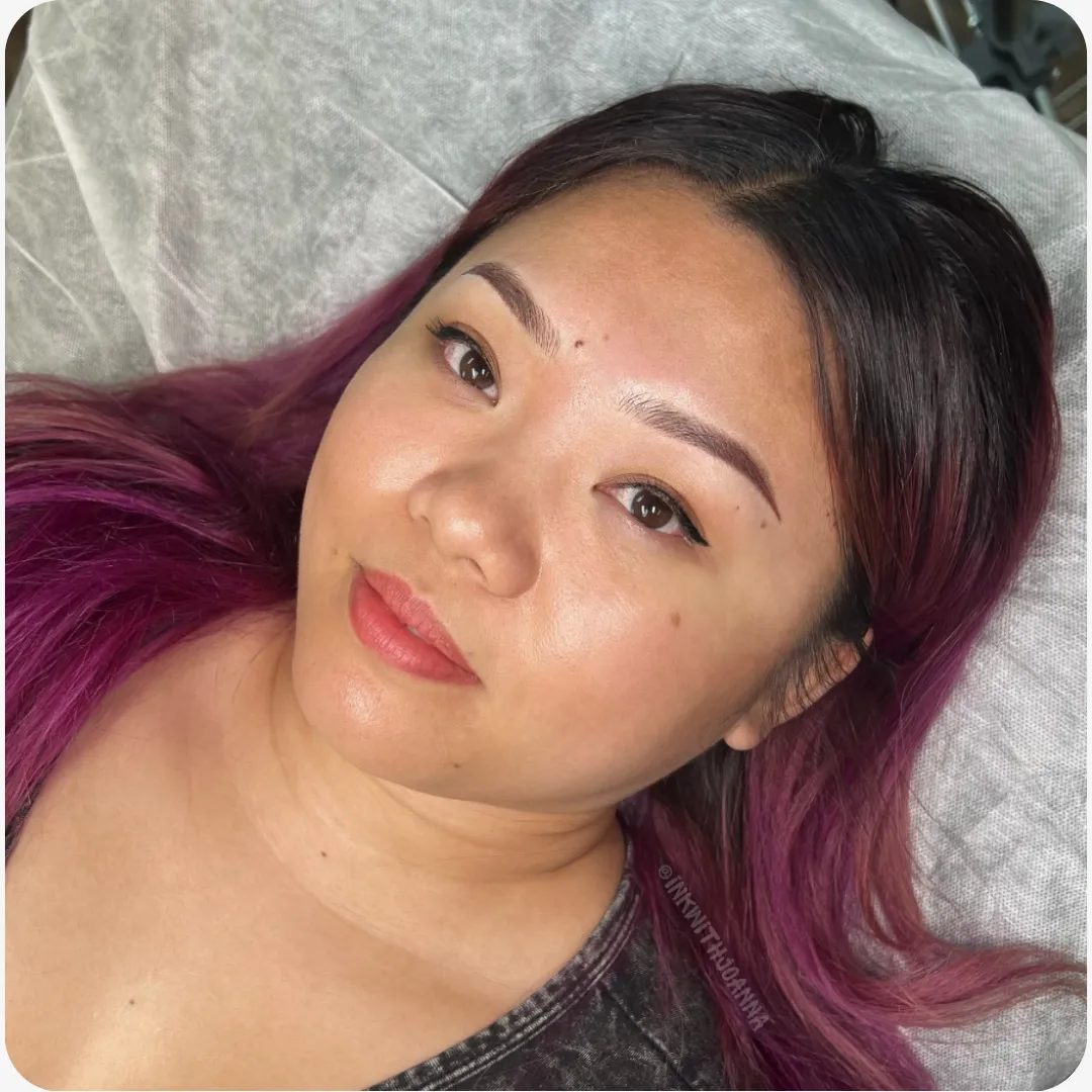 Fusion brows, a combination of Nano Hairstrokes and Powder Brows for soft, natural permanent makeup, nano brows, microblading, ombre brows by Las Vegas Permanent Makeup Artist INKWITHJOANNA