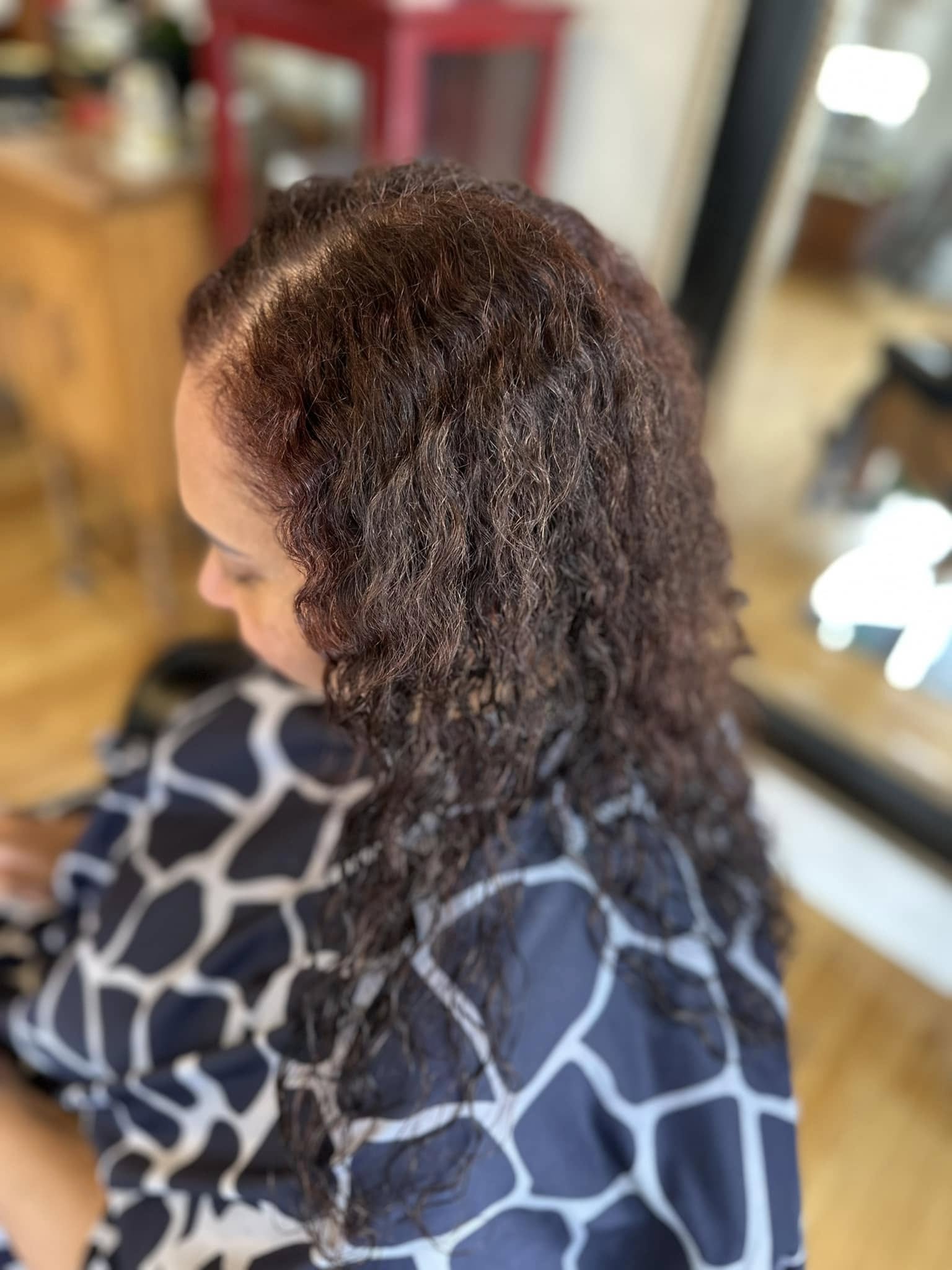 Client scalp and texture before the 6-month restoration journey