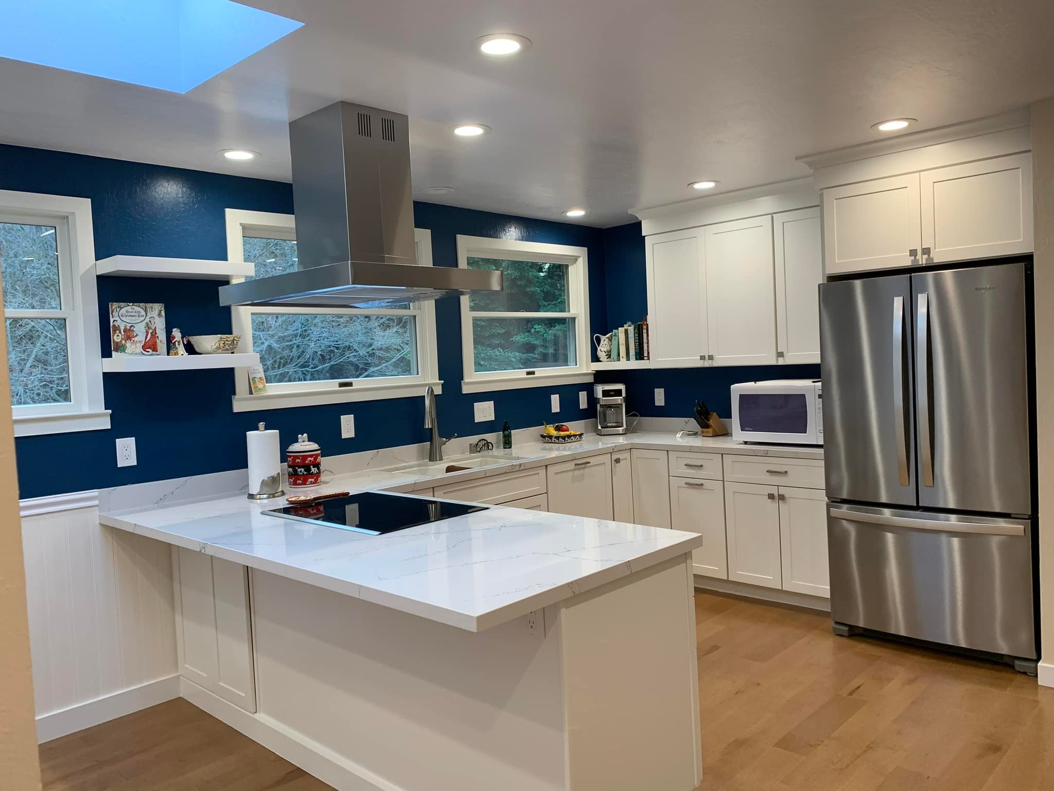 Renovate kitchen in white cabinets and white counter top