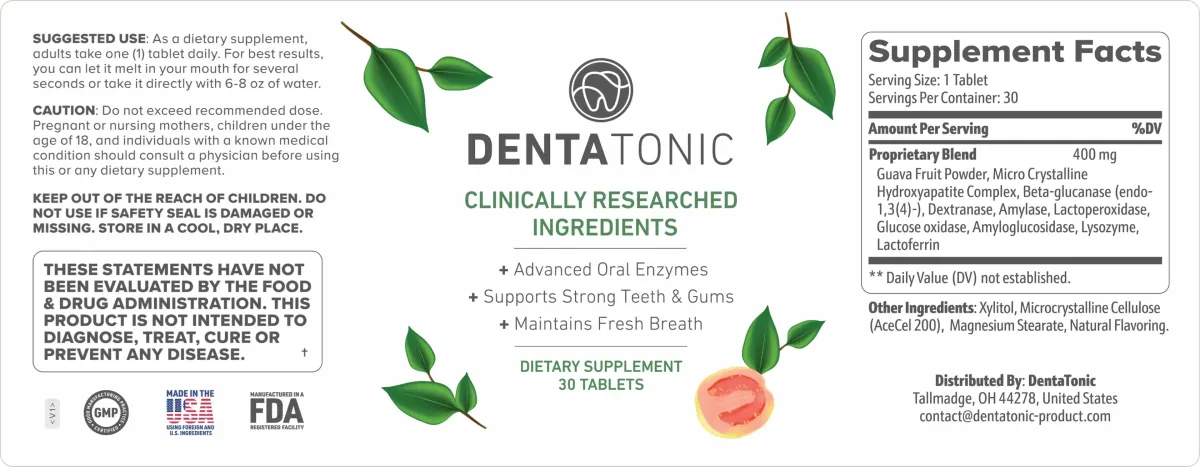 DentaTonic ingredients label