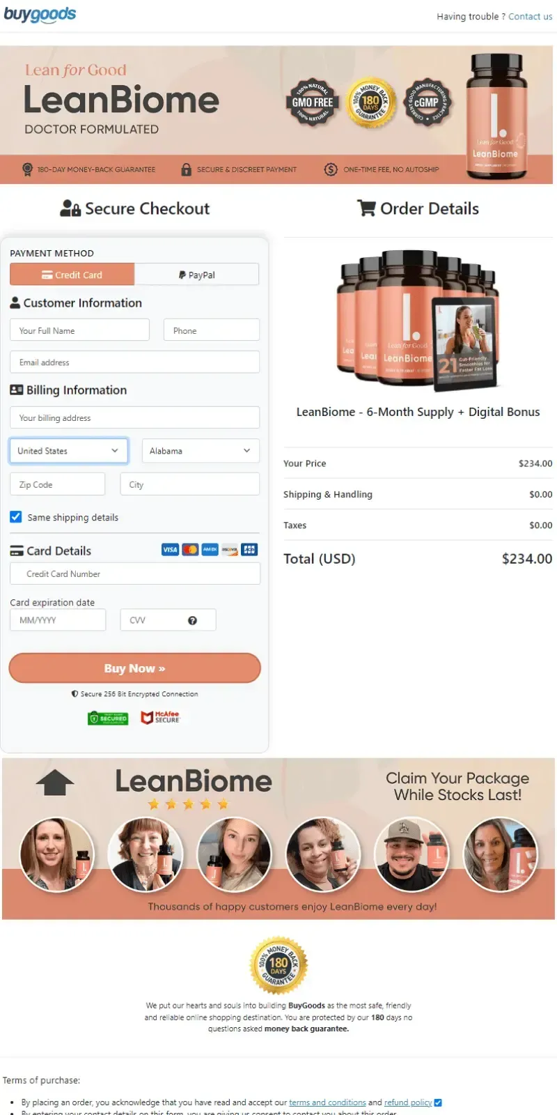 Leanbiome order form