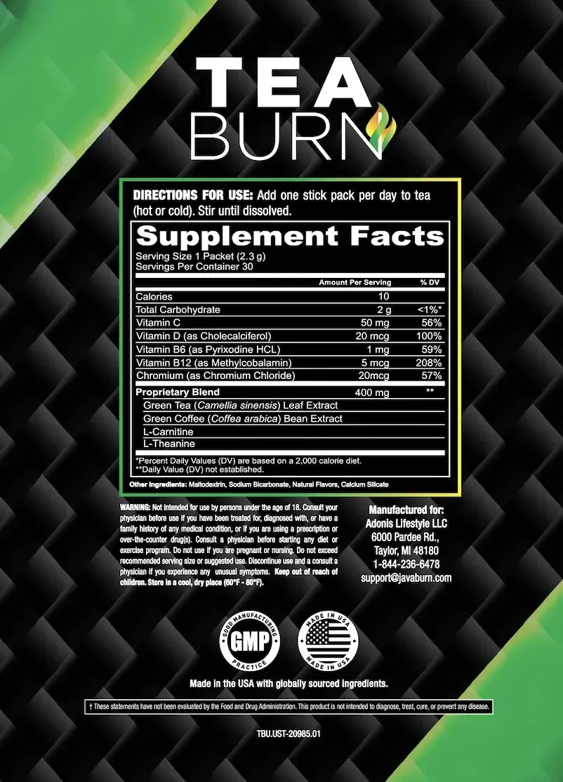 tea burn supplement facts