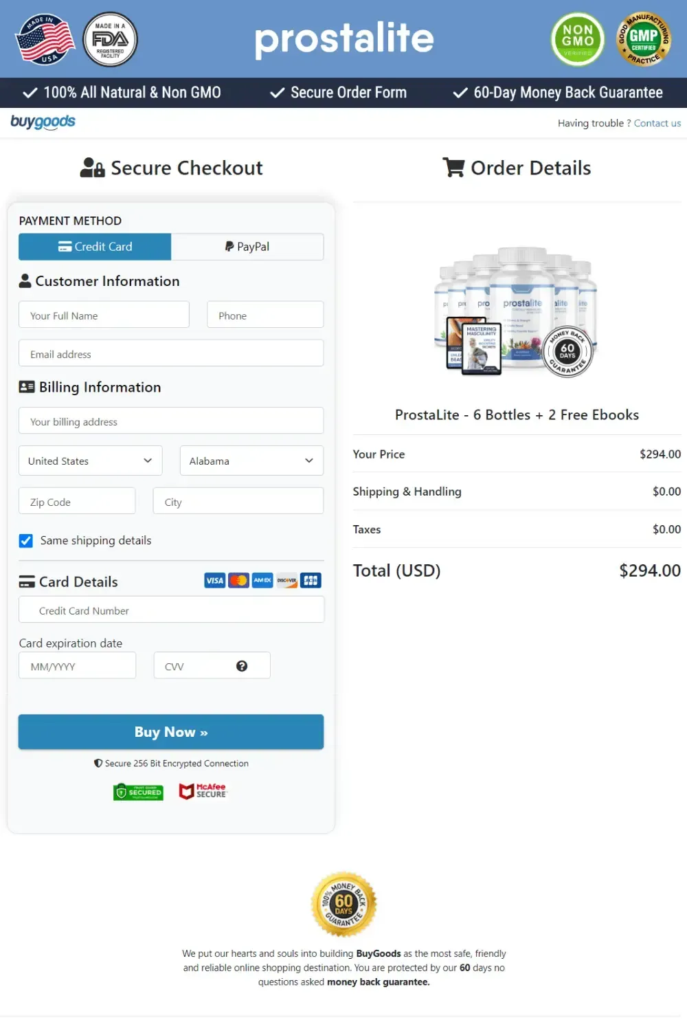 Prostalite order form