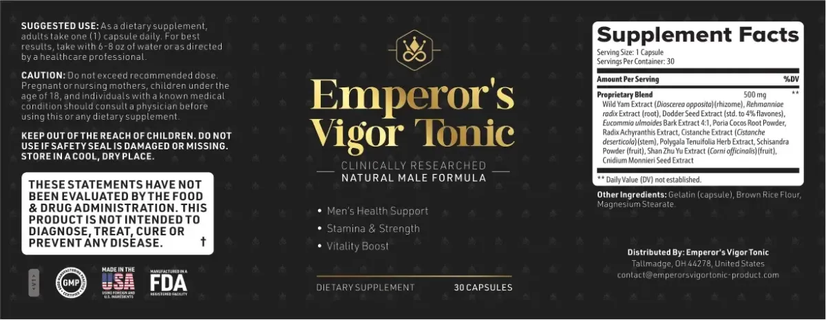 Emperor's Vigor Tonic supplement facts