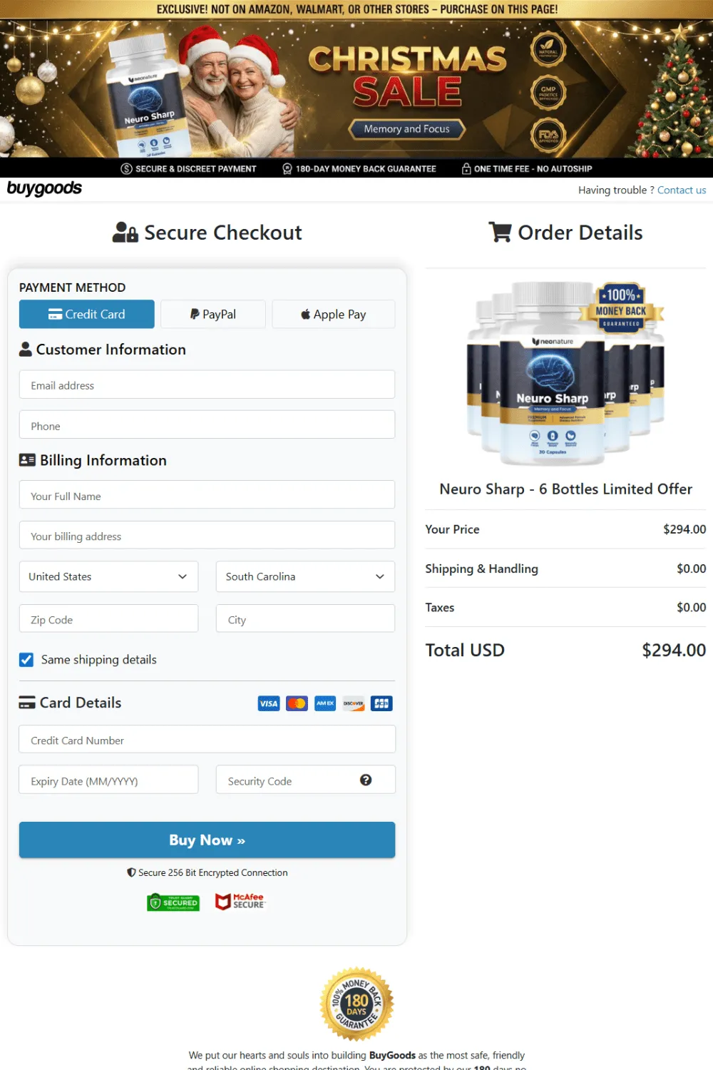 Neuro Sharp order form