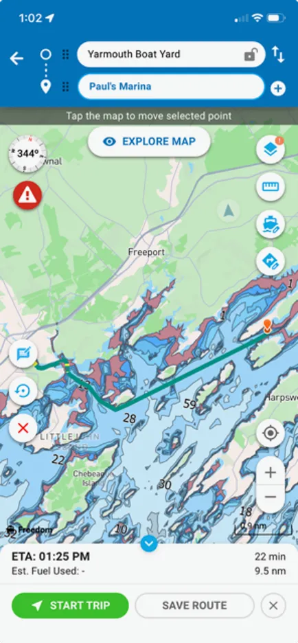 GPS Tracking - Yarmouth Boat Yard to The Dolphin Marina & Restarant