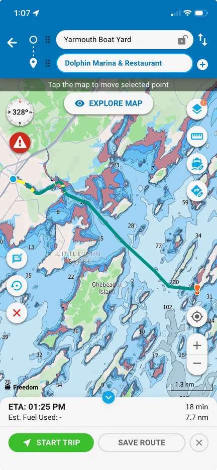 GPS Tracking - Yarmouth Boat Yard to The Dolphin Marina & Restarant