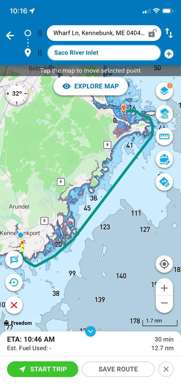 GPS Tracking - Yarmouth Boat Yard to Whaleboat Island