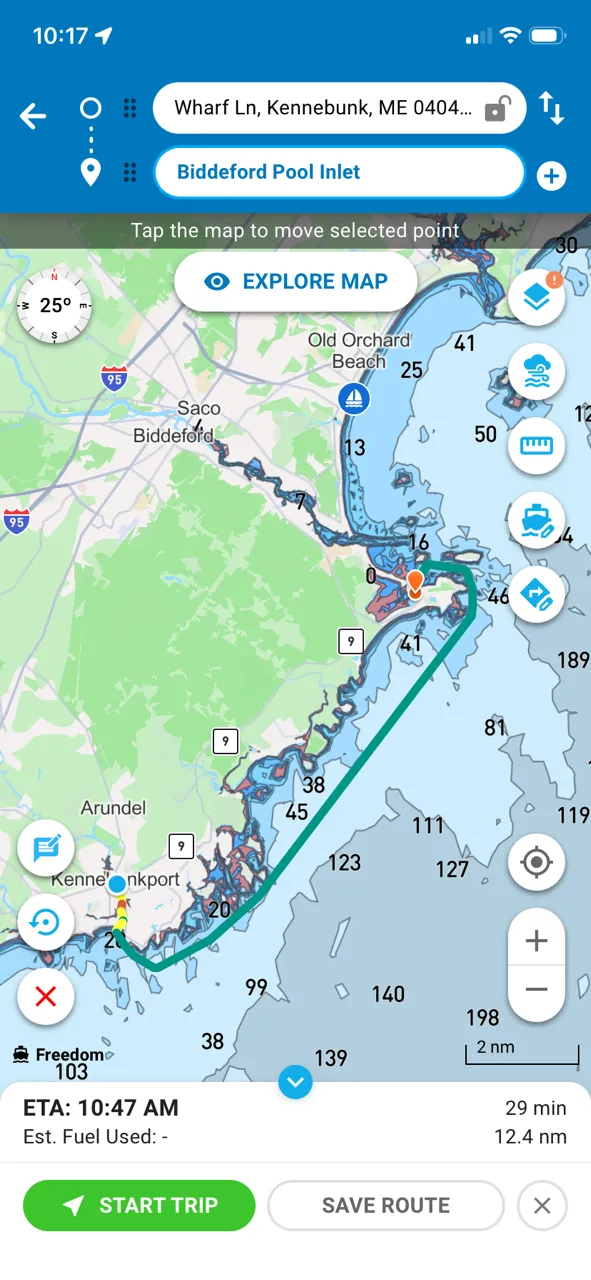GPS Tracking - Yarmouth Boat Yard to The Dolphin Marina & Restarant