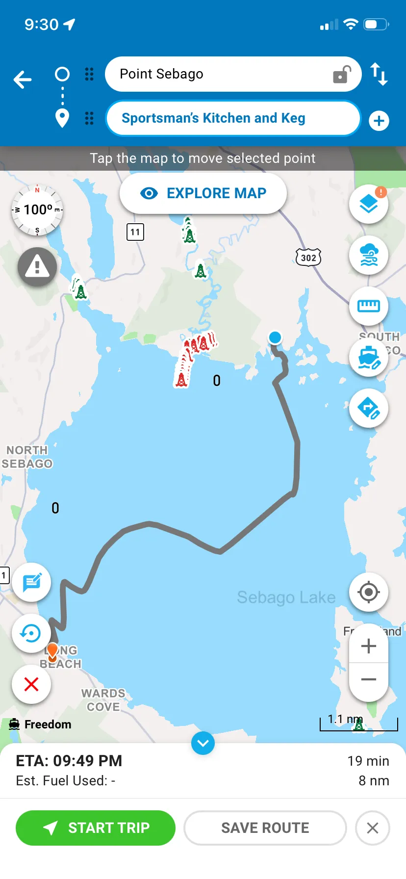 GPS Tracking - FBC Point Sebago to Sportsmans Kitchen & Keg