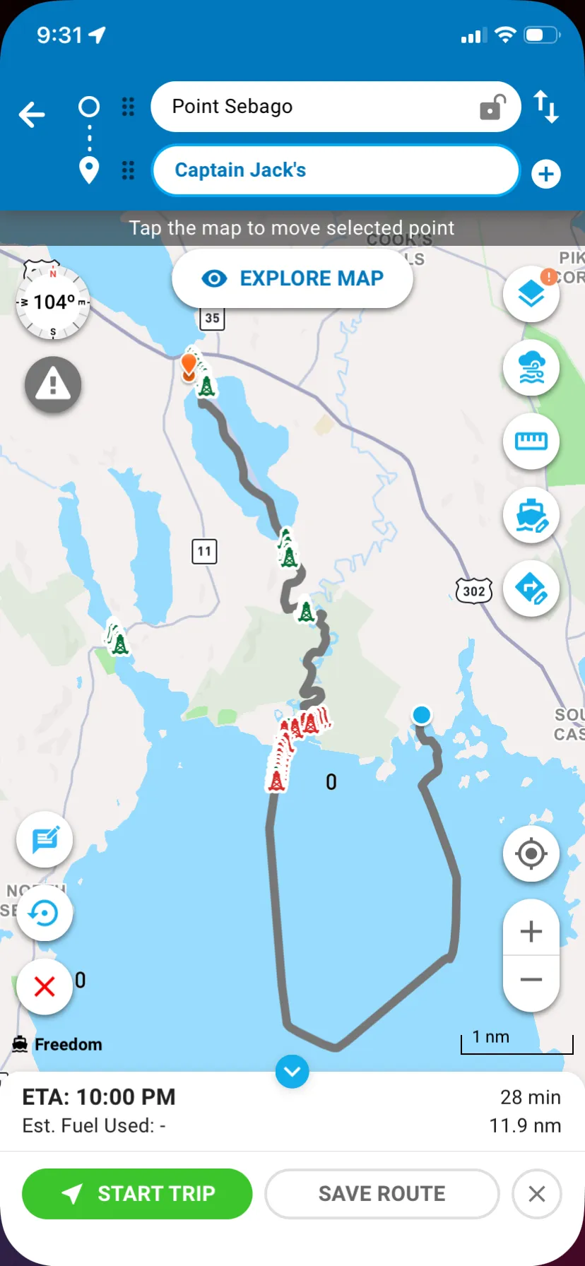 GPS Tracking - FBC Point Sebago to Captain Jacks