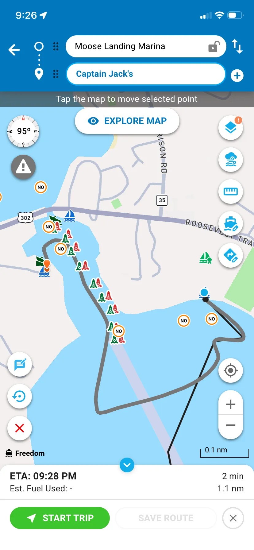 GPS Tracking - Moose Landing Marina to Captain Jacks