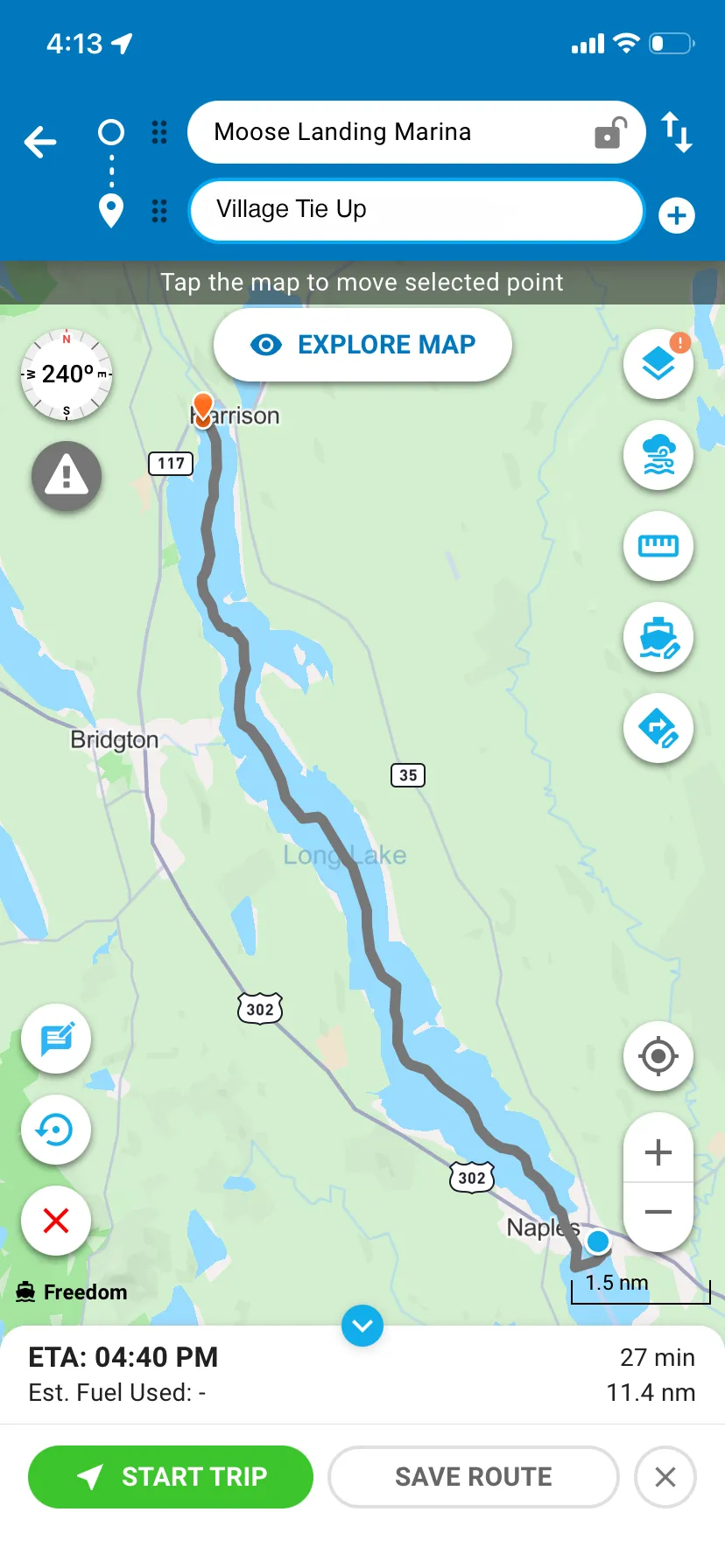 GPS Tracking - FBC Naples Maine to Village Tie Up