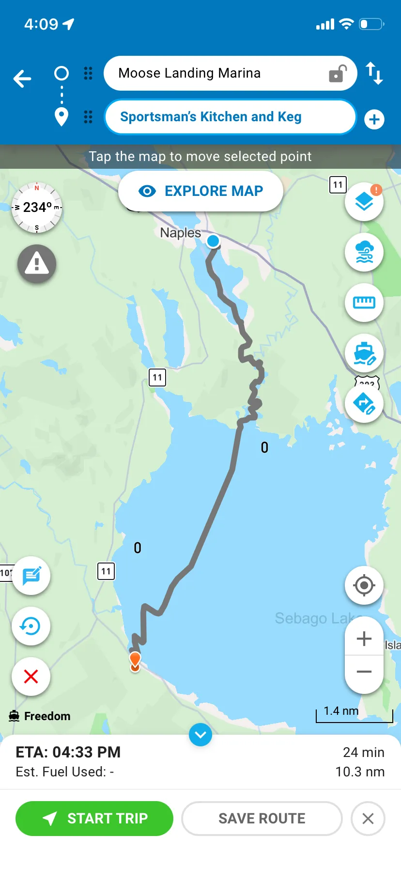 GPS Tracking - Naples Maine to Sportsman