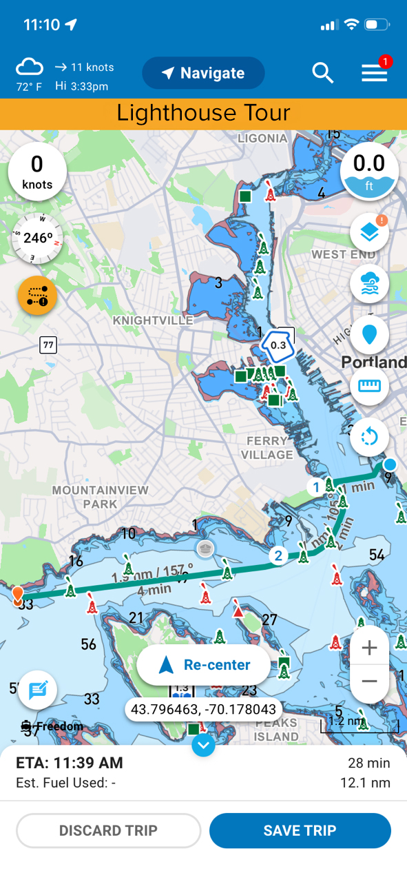 GPS Tracking - Yarmouth Boat Yard to Whaleboat Island
