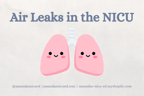 Air leaks on the NICU with image of cartoon lungs