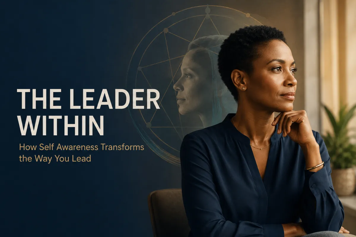 Reflective business leader illustrating how self awareness transforms leadership patterns, decisions, and team culture.