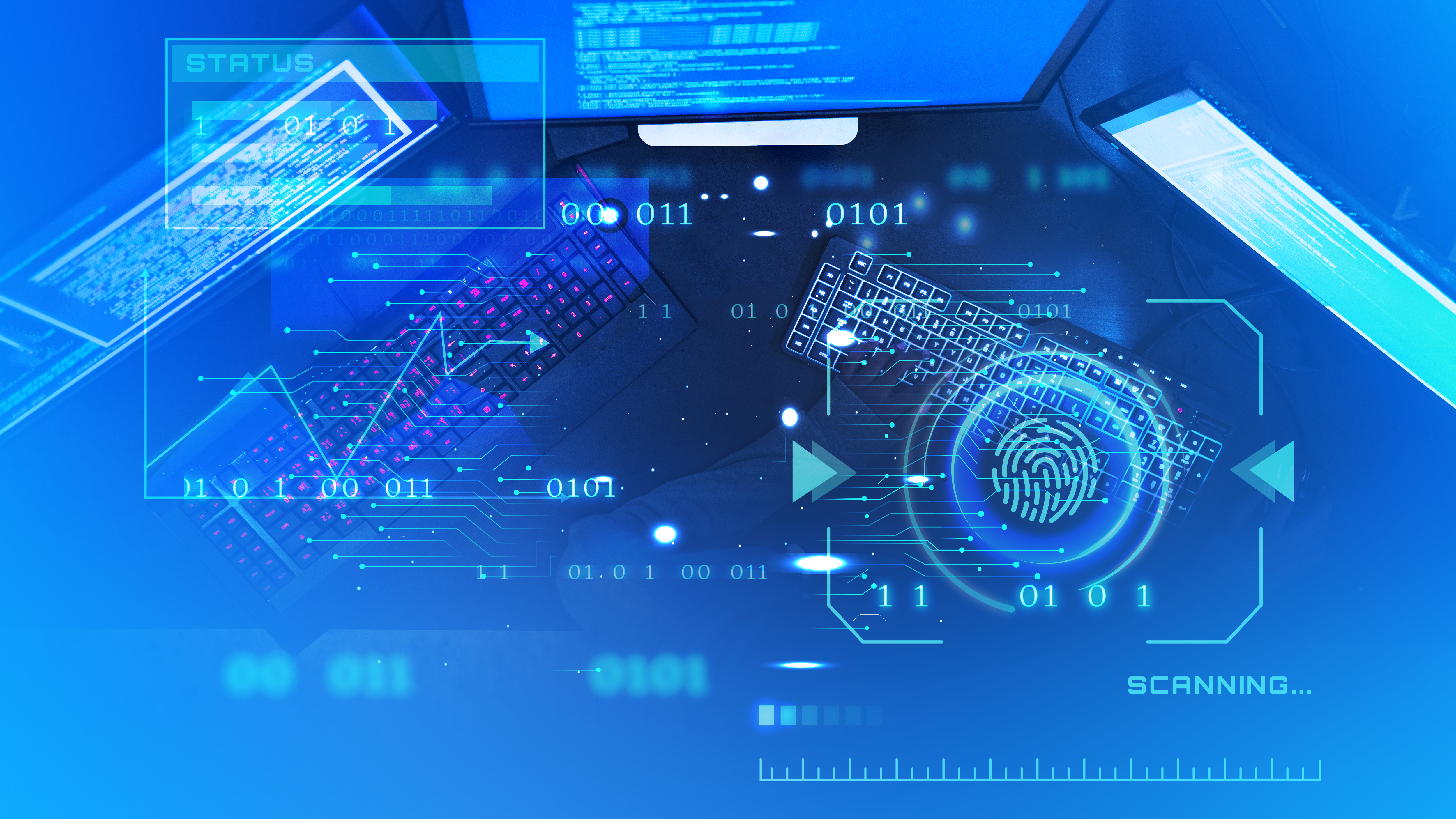 A diverse team of professionals collaborating around a futuristic digital interface, with holographic data projections and advanced devices, in a bright, modern workspace. The scene conveys innovation, teamwork, and cutting-edge technology.