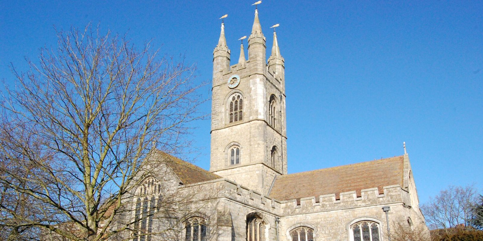 Church tower in Ashford, Kent
