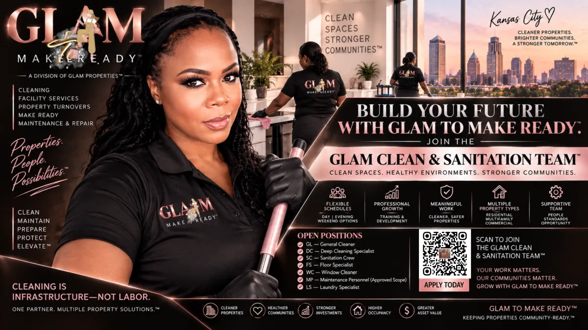 GLAM TO MAKE READY cleaning and sanitation team recruitment in Kansas City