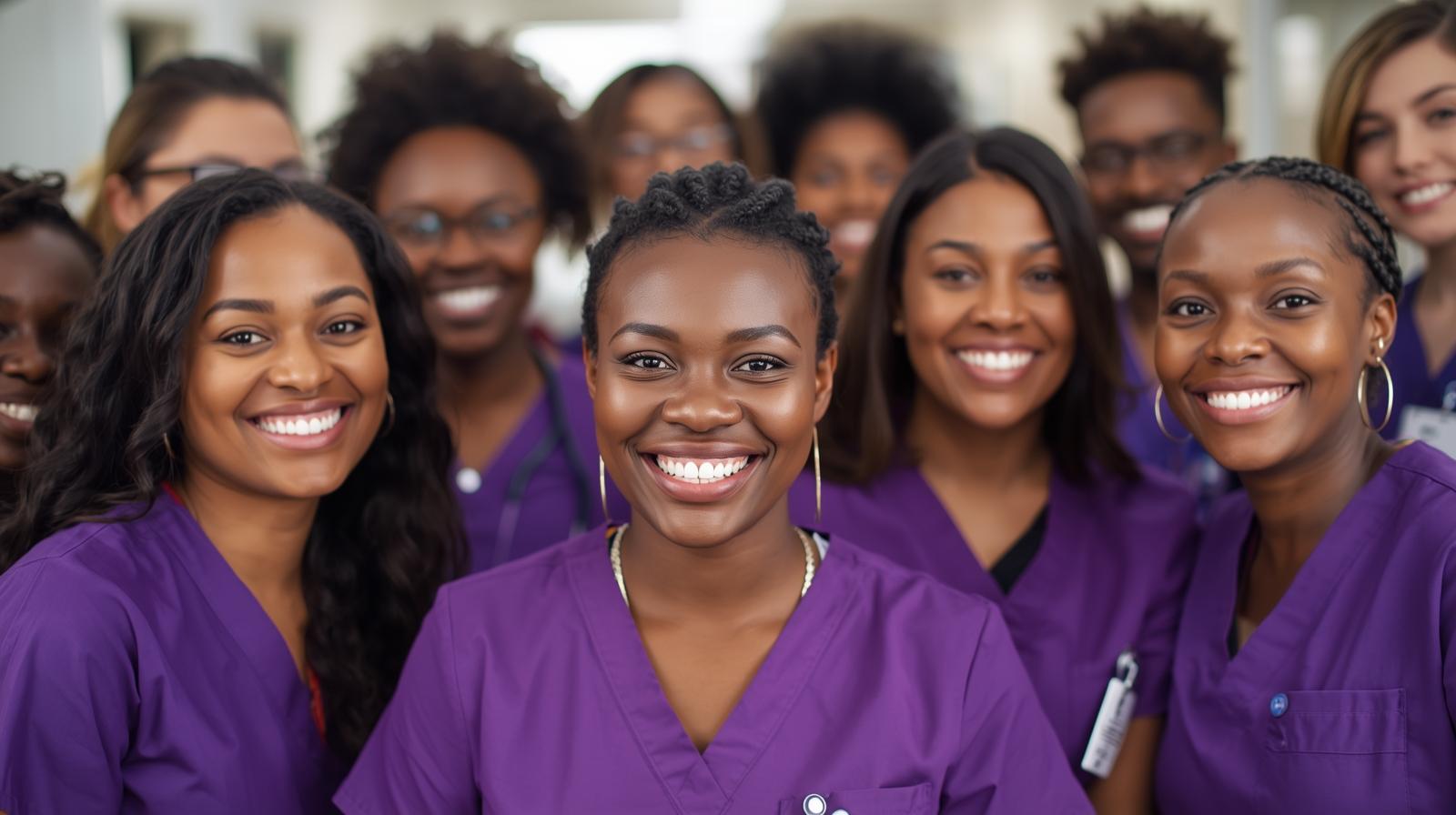 a black and white photo of a group of nurses
