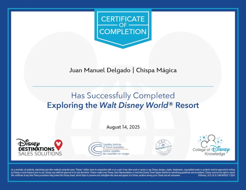 Disney Destination Specialists (Ongoing training Exploring the Walt Disney World Resort)