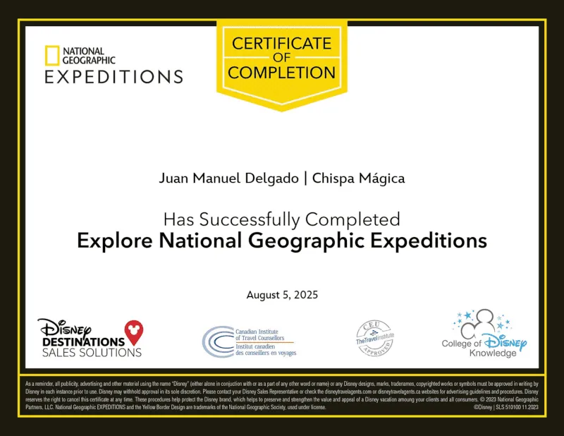 Disney Destination Specialists (Ongoing training Explore National Geographic Expeditions)