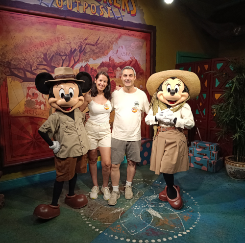 Meeting Mickey and Minnie at Animal Kingdom during a Walt Disney World trip