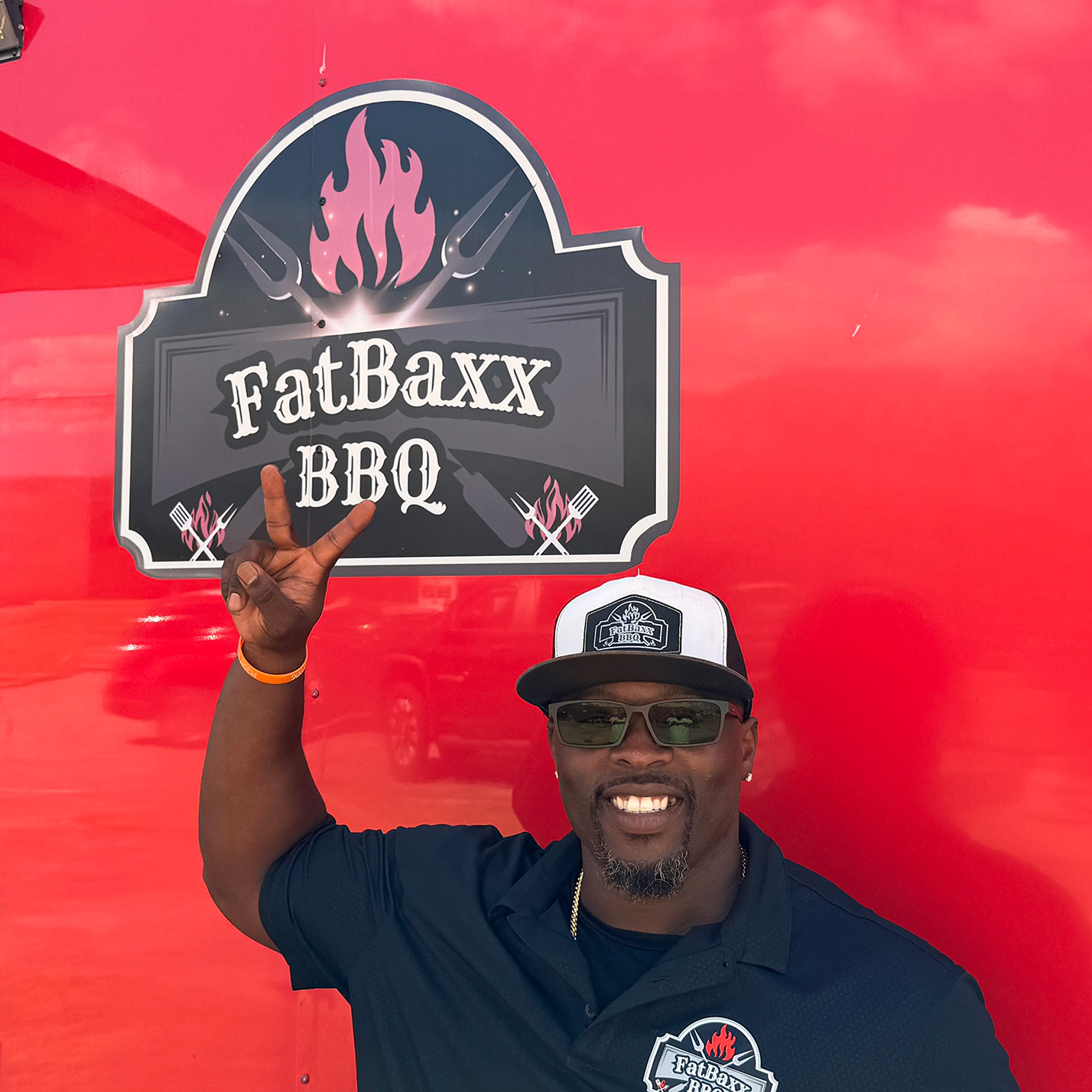FatBaxx iconic red trailer or Vincent at the pit
