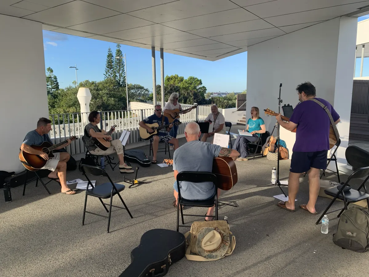 GCSG students rehearsing for their first gig