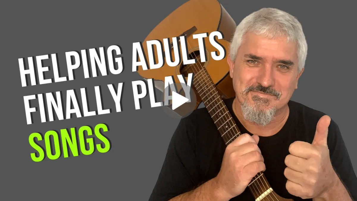 Helping adults finally play songs – free intro guitar session video