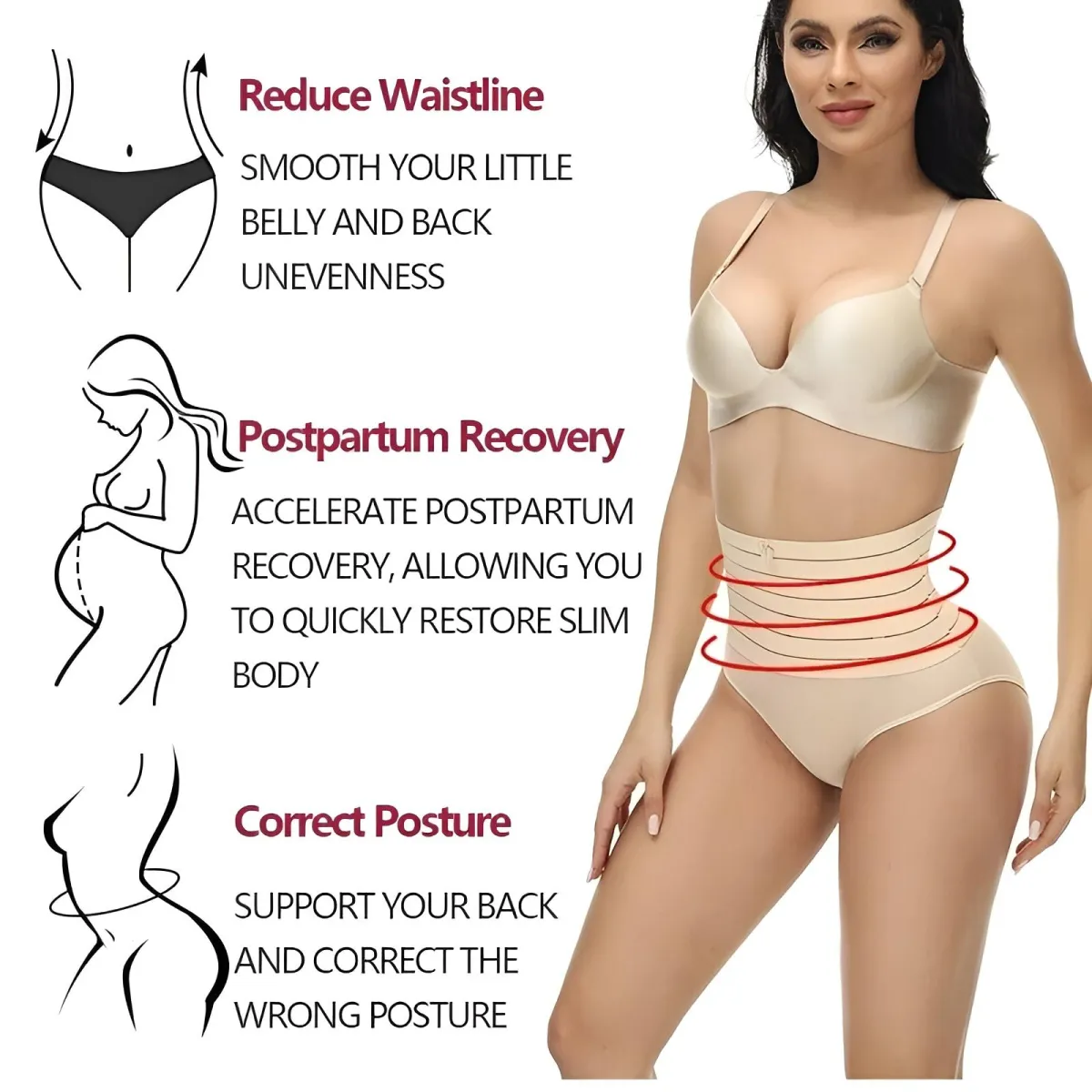 ella body fajas: reduce waistline, postpartum recovery, correct posture