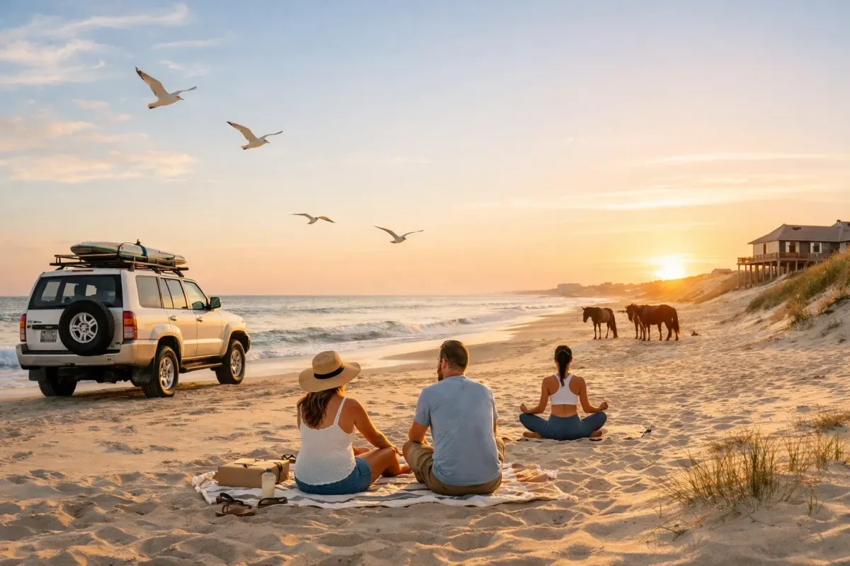 Corolla 4x4 beach wellness retreat with wild horses