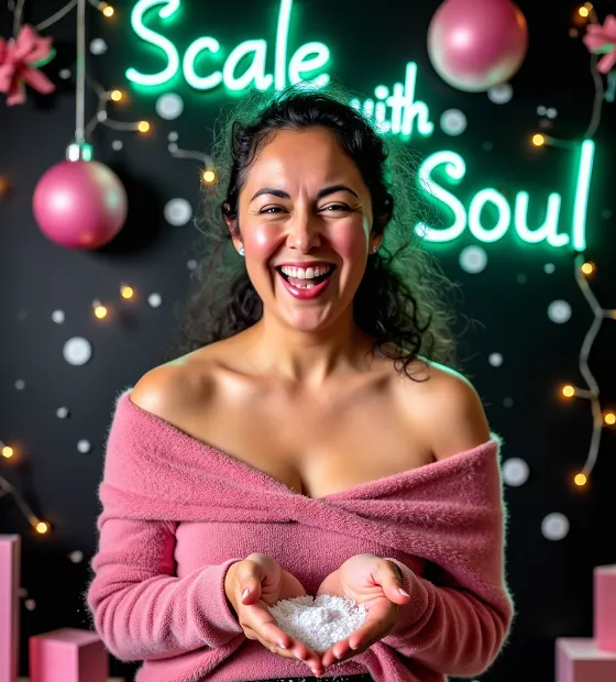 A creative workspace with a vision board, pink laptop, mint green mug, and handwritten notes, sunlight streaming in, feminine and inspiring.