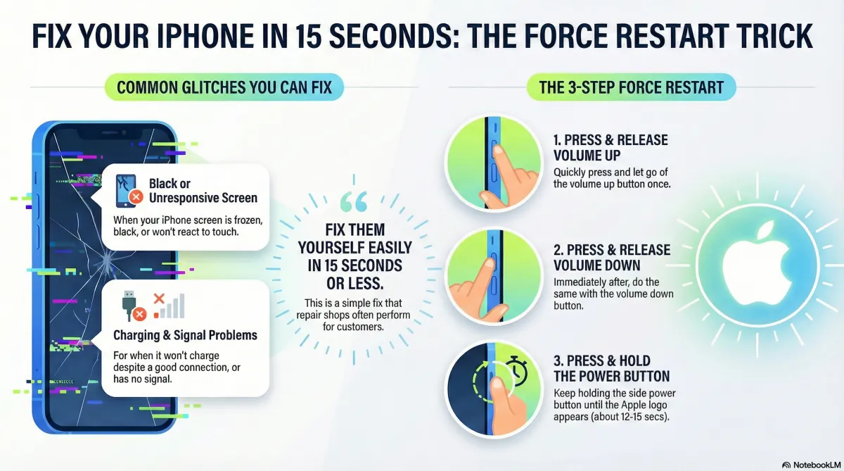 iphone forece restart showing graphically how it works