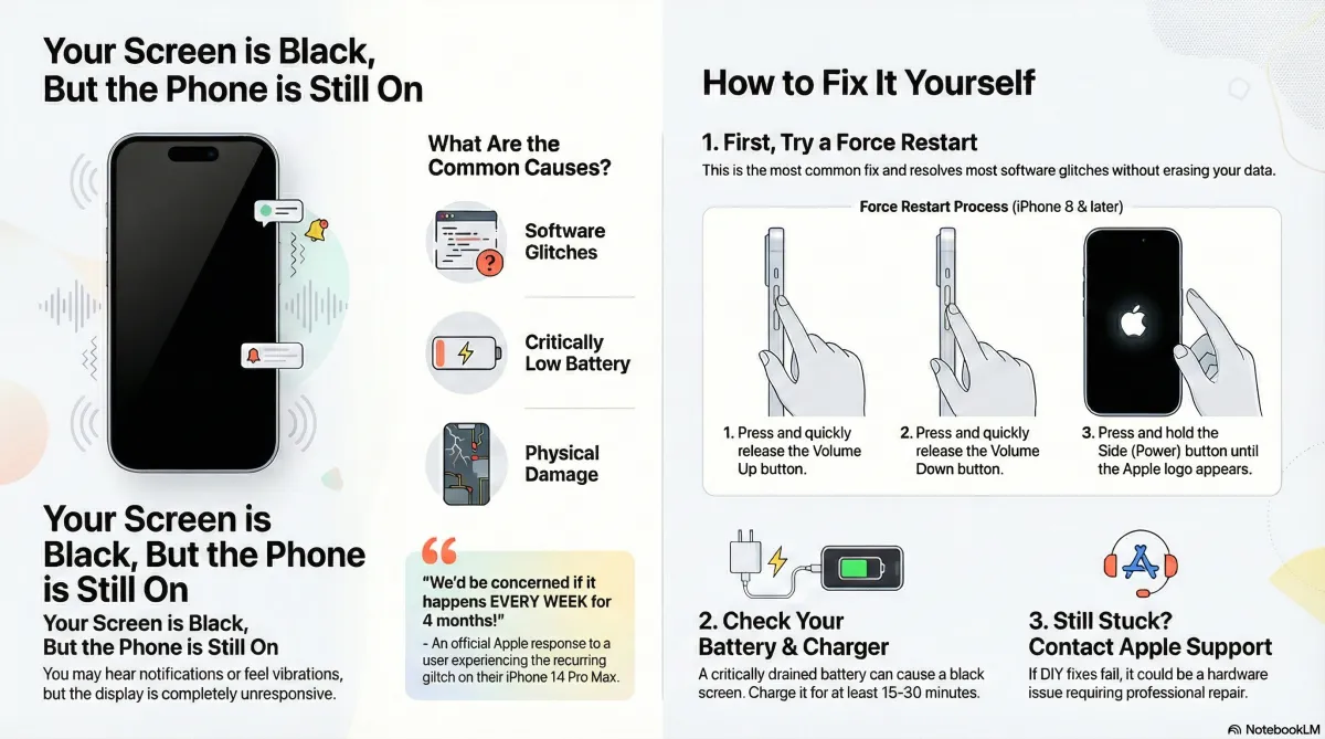 iphone black scren f death infograpic xplaining how to fix