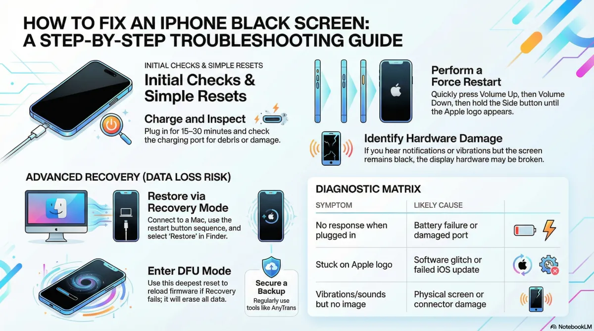 iphone black scren f death infograpic xplaining how to fix