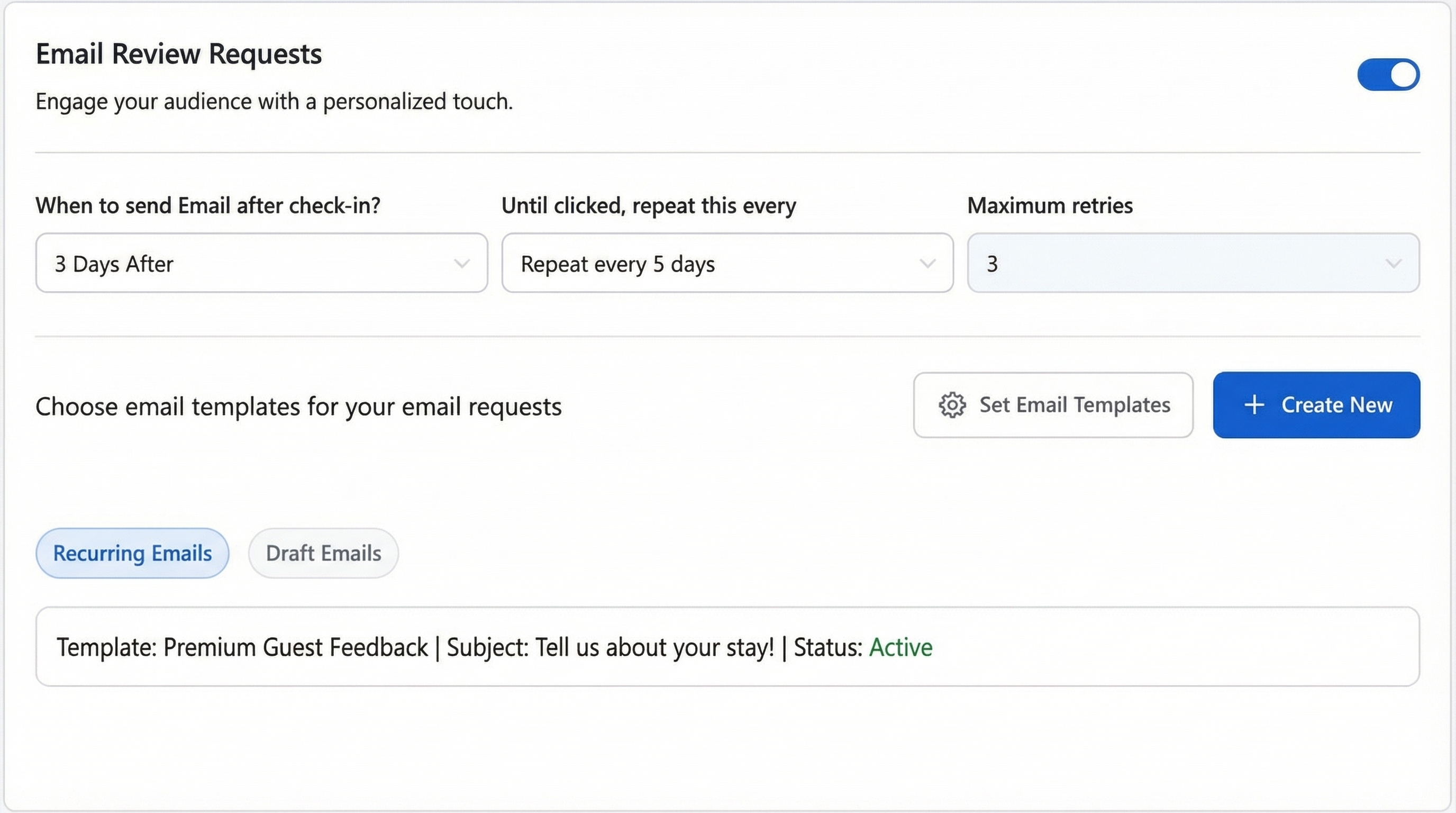 Email review request setup