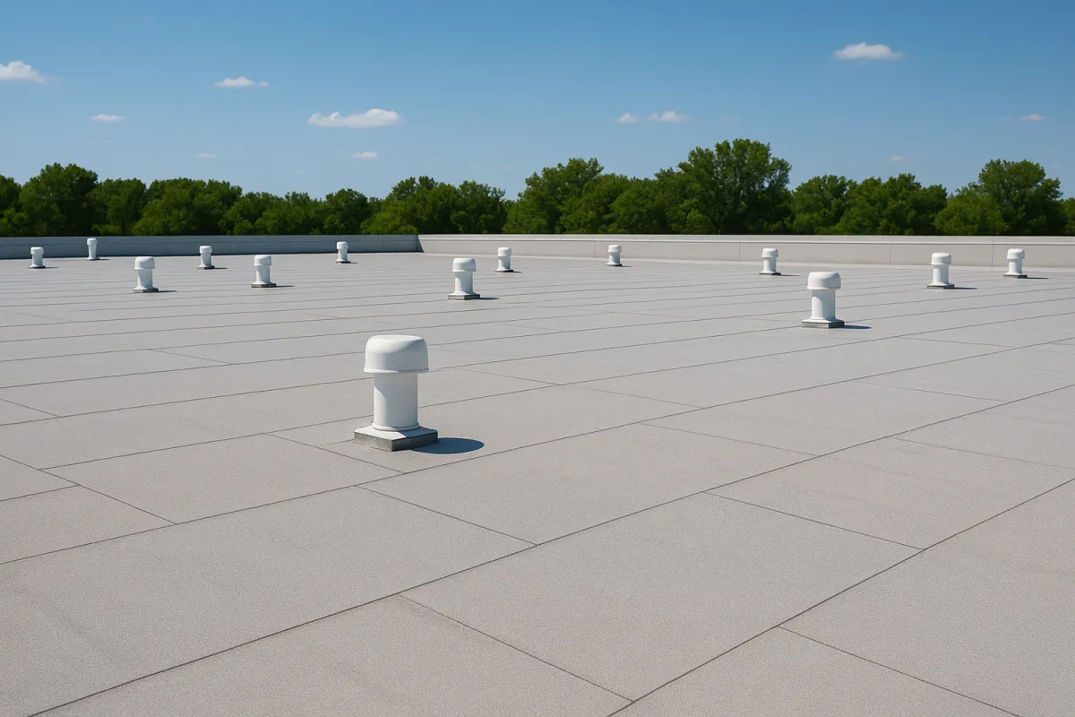 the roof of a building with a tiled roof