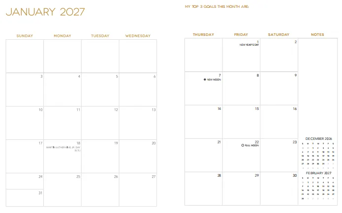 monthly planner view