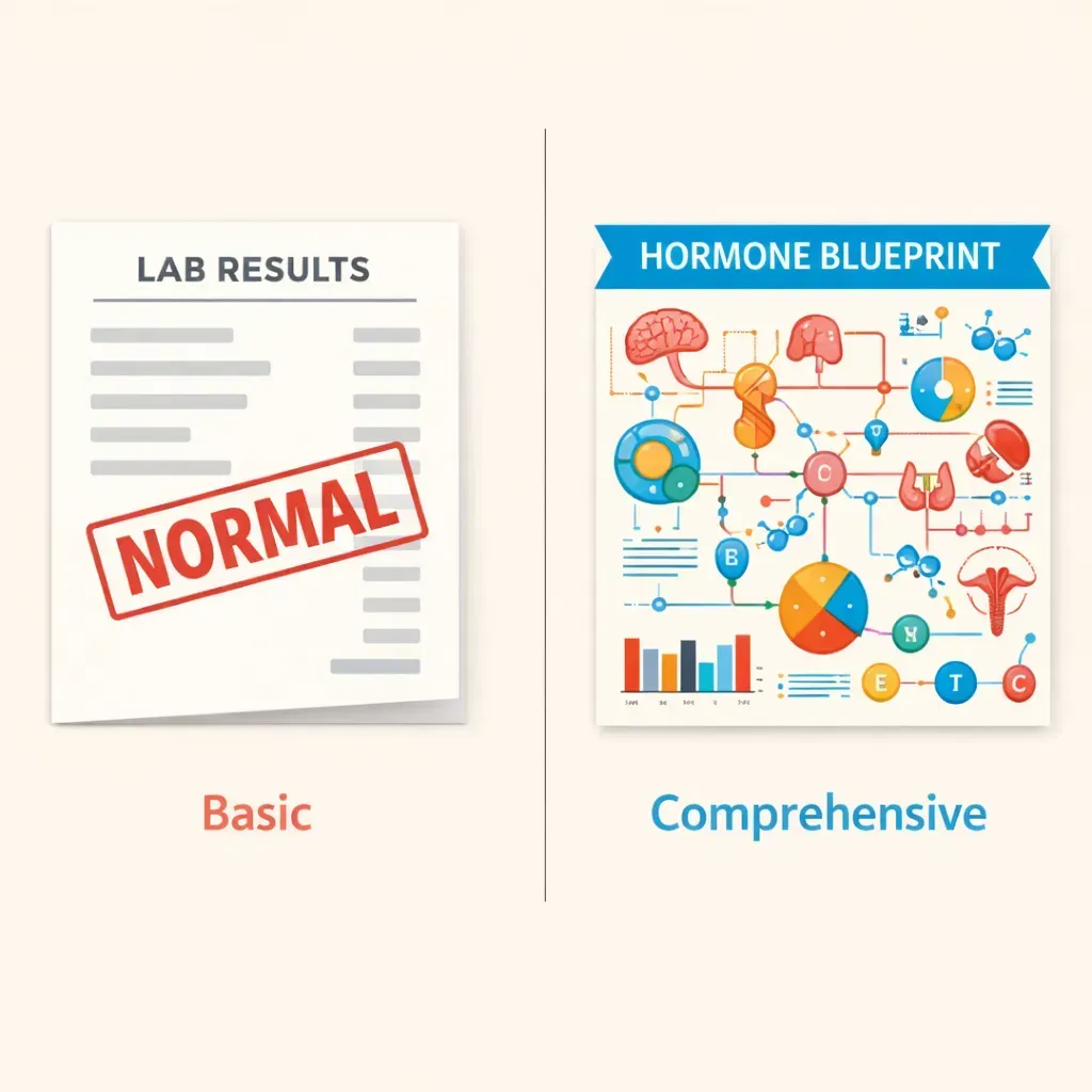 graphic image of  basic versus comrehensive  lab result