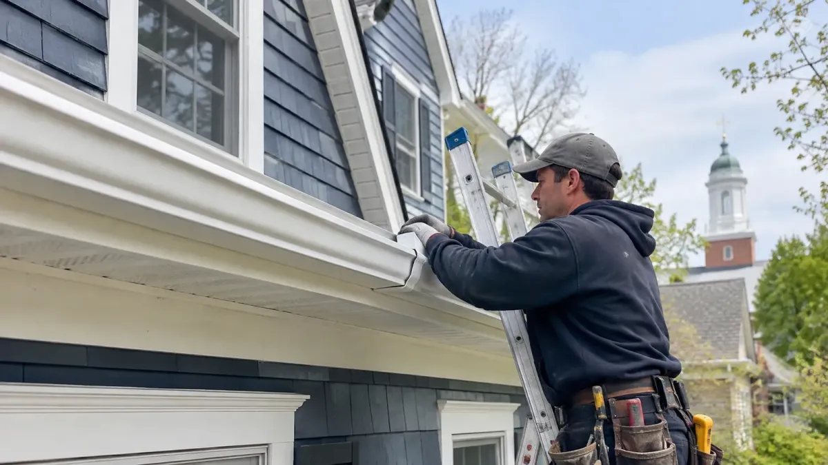 Brick chimney repair and flashing restoration on a Cambridge, MA home