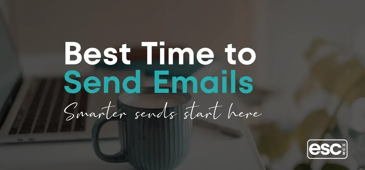 Person at desk with laptop and coffee representing the best time of day for email marketing for small business owners.