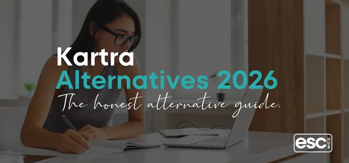 Woman at minimal desk with laptop - Kartra alternatives for coaches and solopreneurs 2026