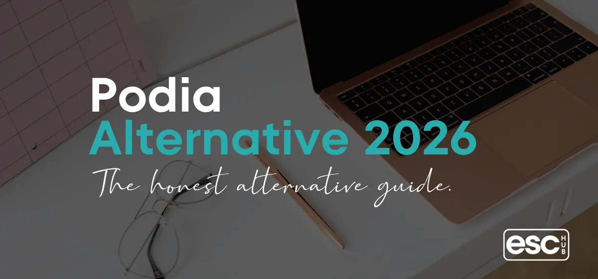 Woman at minimal desk with laptop - Podia alternative platforms for coaches and solopreneurs 2026