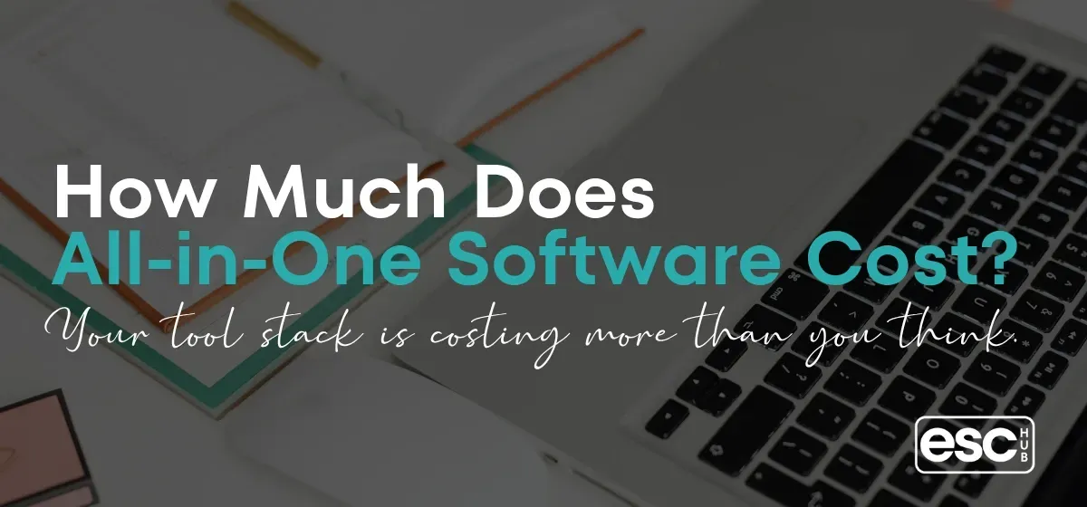 Clean desk flatlay representing all-in-one business software cost comparison for solopreneurs