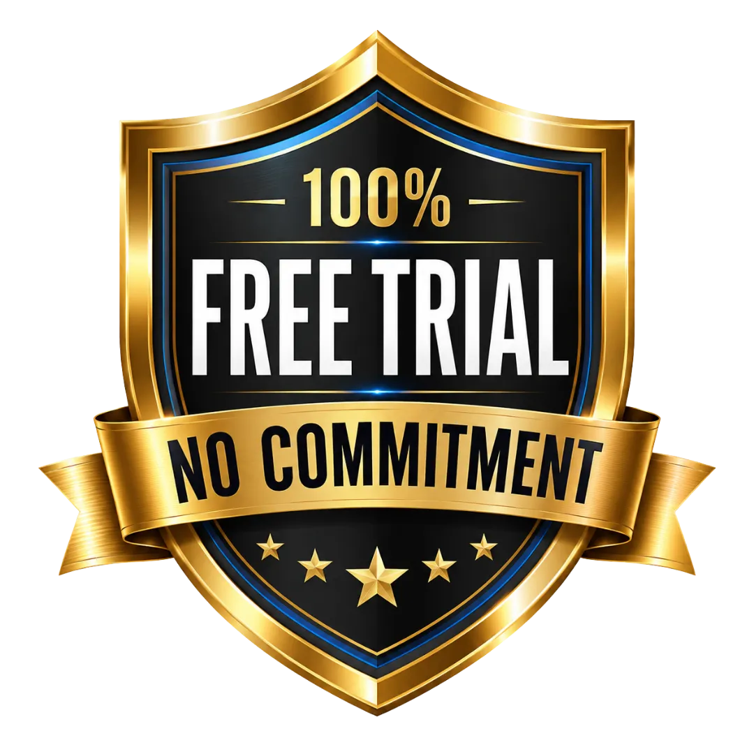 100% free trial badge